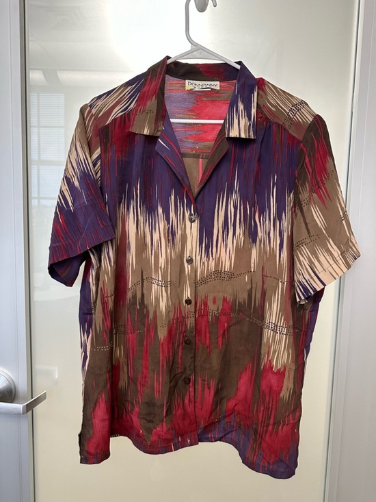 Donnkenny Tops - Donnkenny abstract print button-up short-sleeve top size 1X Vintage